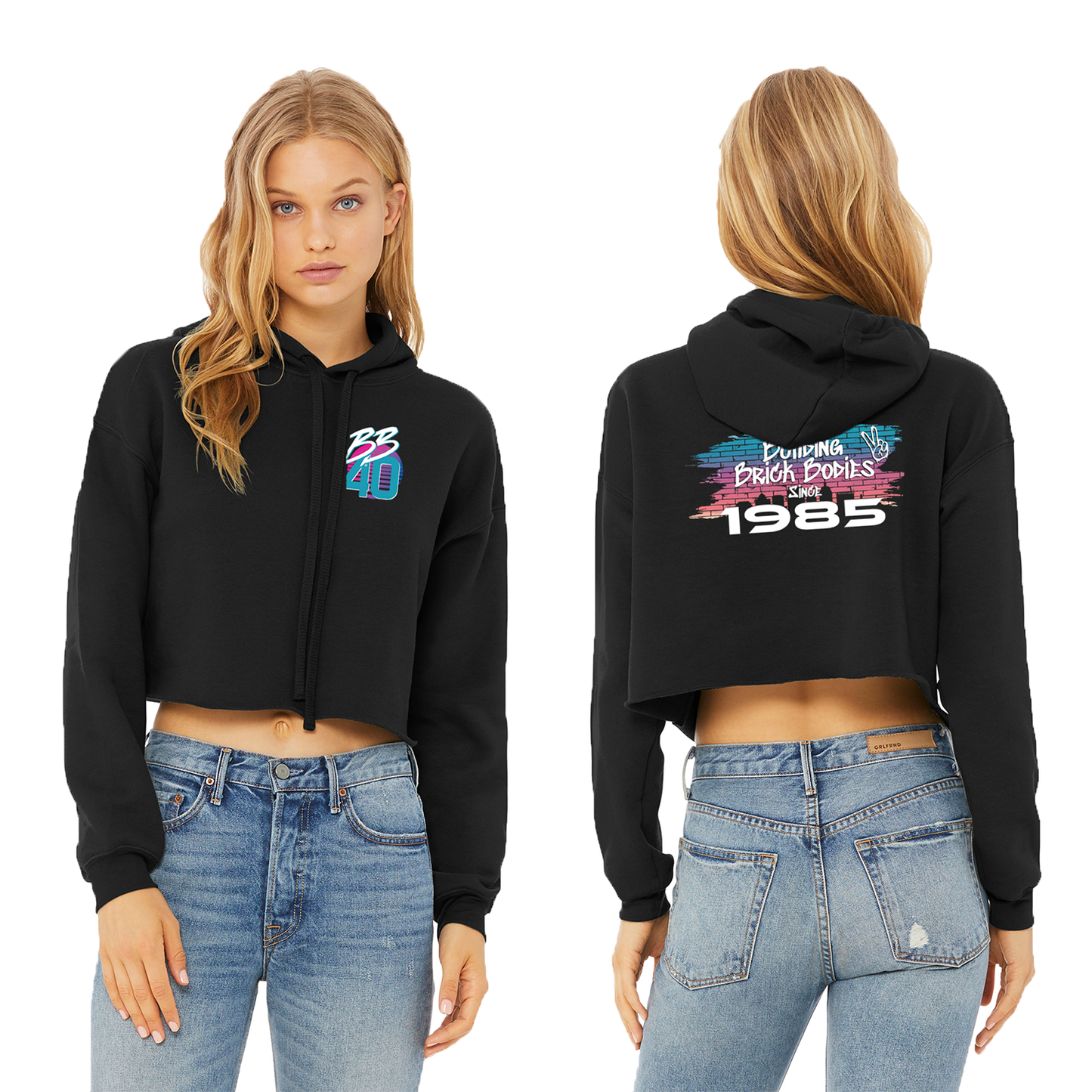 Brick Bodies 40yr Anniversary Ladies Cropped Hoodie