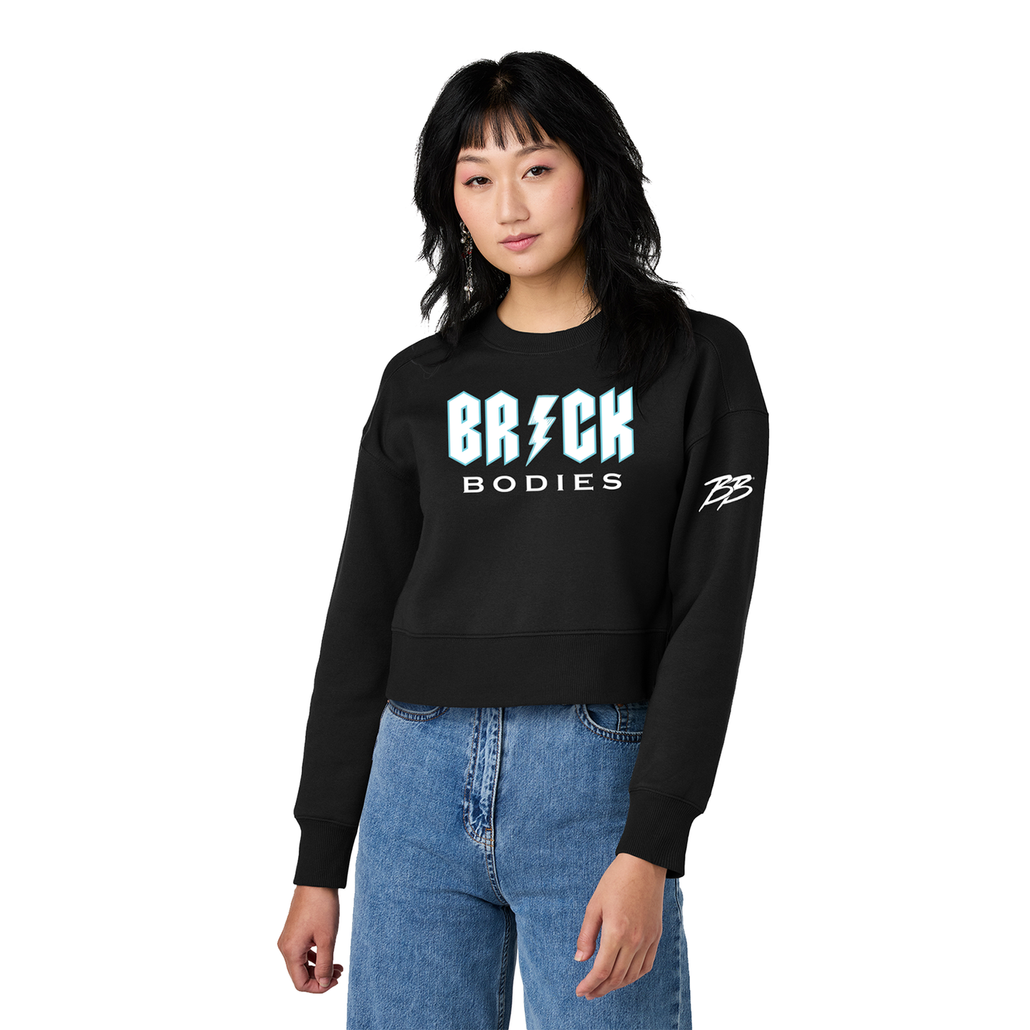 Brick Bodies Rockstar Ladies Cropped Crew