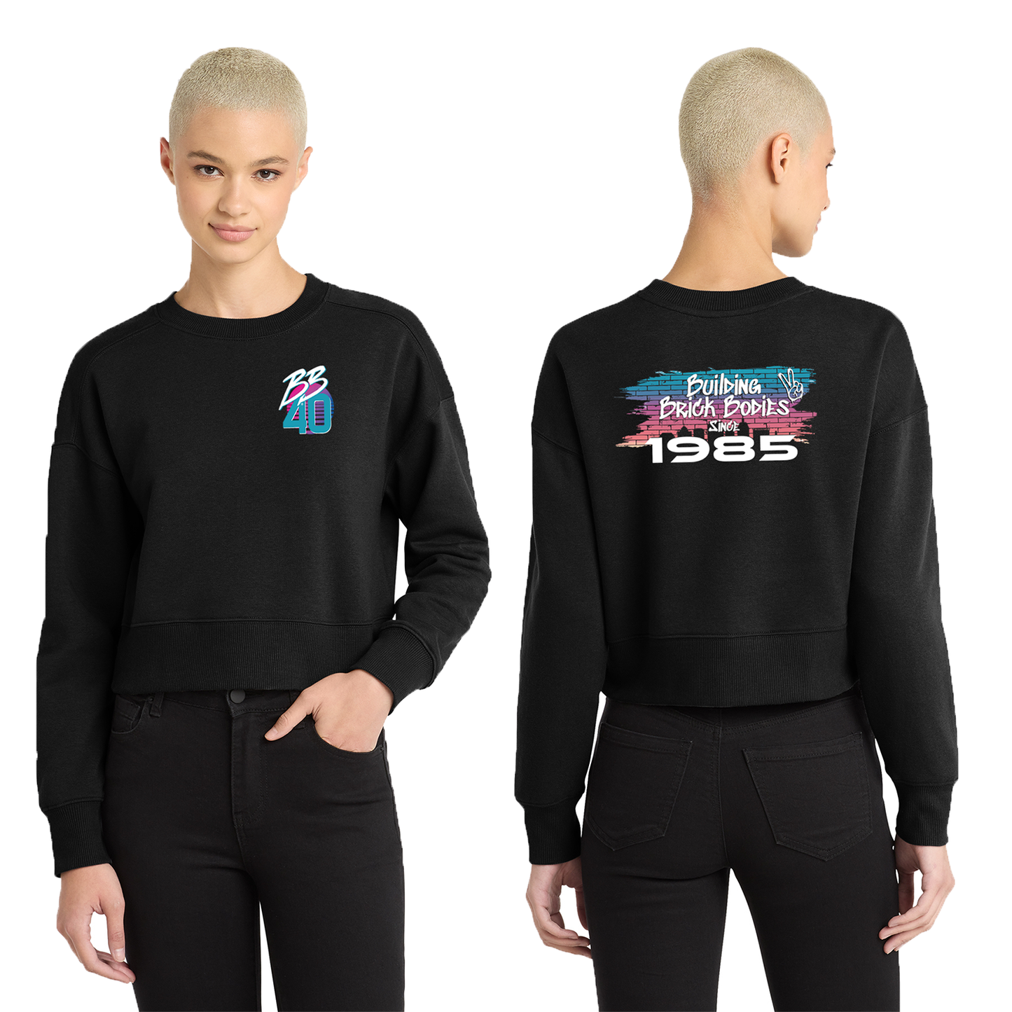 Brick Bodies 40yr Anniversary Ladies Cropped Crew