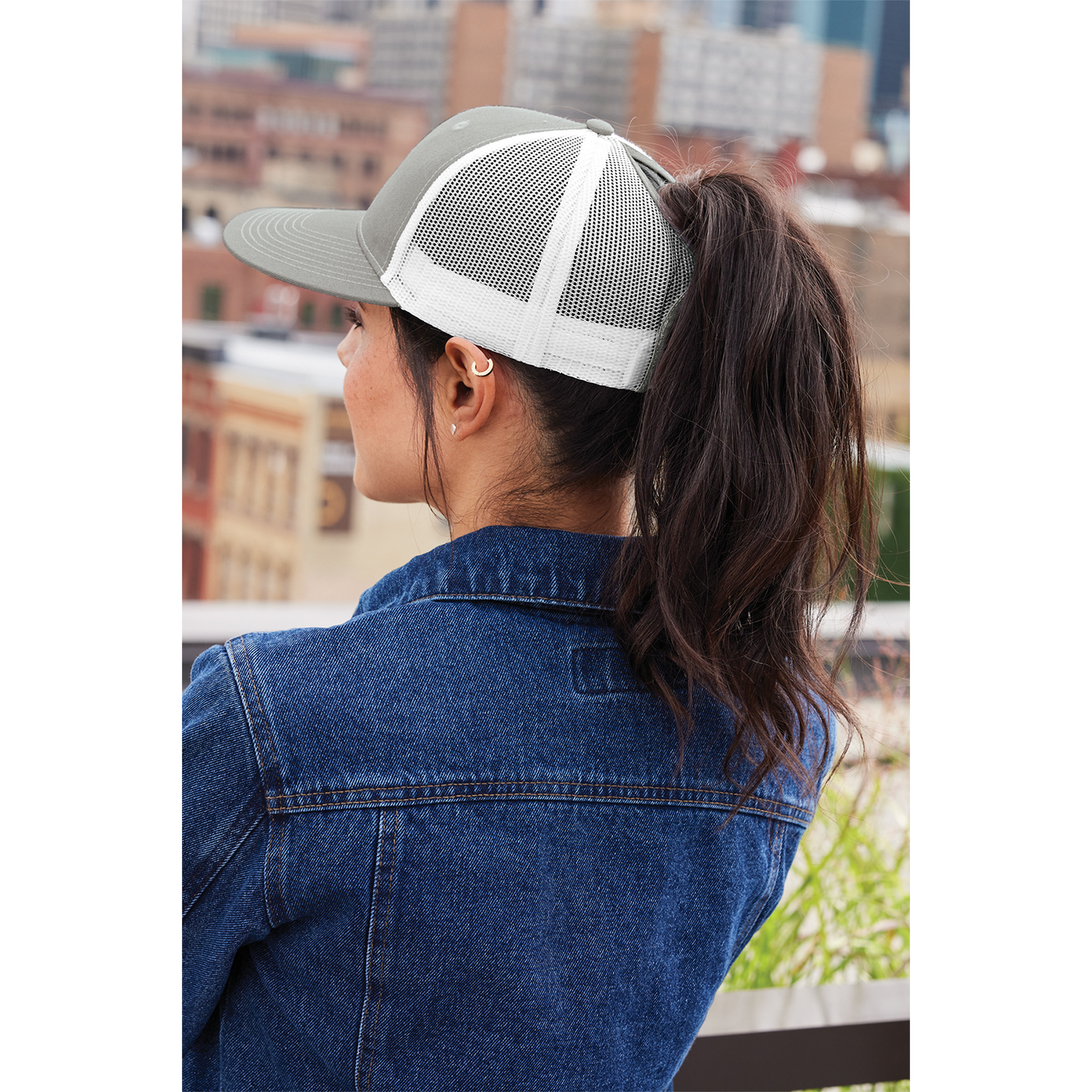 Ladies Snapback Ponytail Trucker Cap